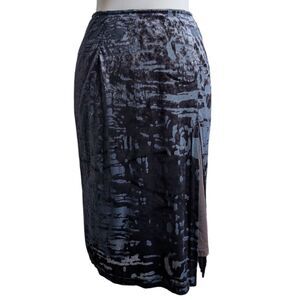 Grey Black Burnout Velvet Party Skirt Size S